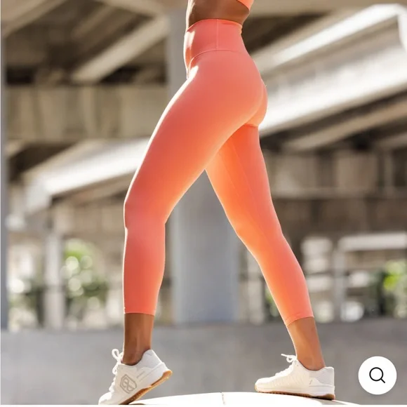 Coral High-Waisted Leggings - Picture 2 of 4